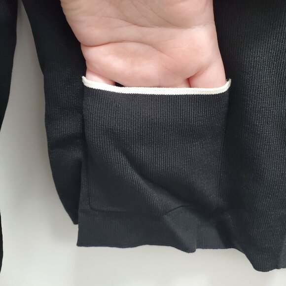 Ann Taylor LOFT Women's‎ Black Knit White Trim Button Up Academia Cardigan Sz S - Picture 2 of 5